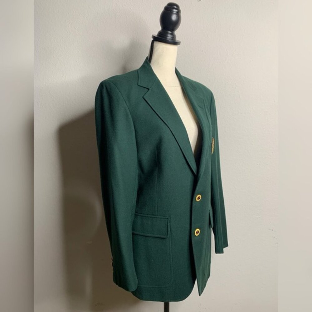 Vintage Dark Green Single-Breasted Blazer - Picture 5 of 12